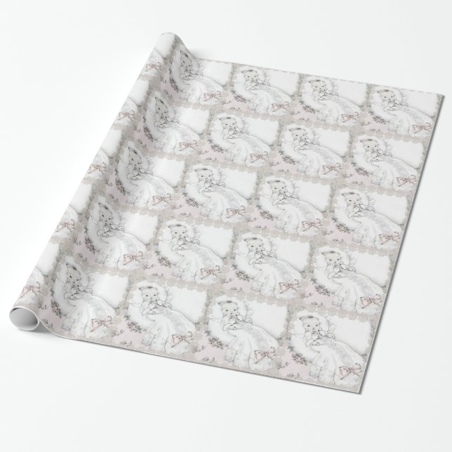 Elegant Vintage Rosa Baby Shower Presentpapper (Utrullad)