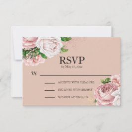 Elegant Vintage Rosa Blommig Bröllops-RSVP OSA Kort