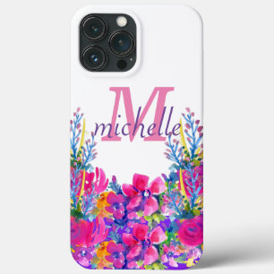 Elegant Vintage Rosa Blommigt Ro Monogram Namn Cas
