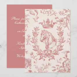 Elegant Vintage Rosa Horse Krona Laurel Bow Vapens Inbjudningar