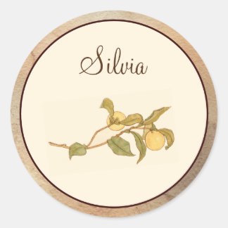 Elegant Vintage Rosa Monogram och Gult Orange Runt Klistermärke