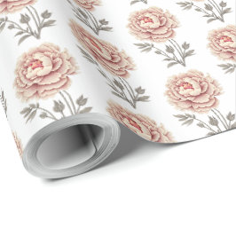 Elegant Vintage Rosa Peony Flower Presentpapper