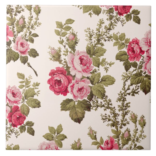 Elegant Vintage Rosa ros-Buff-bakgrund Kakelplatta (Framsidan)