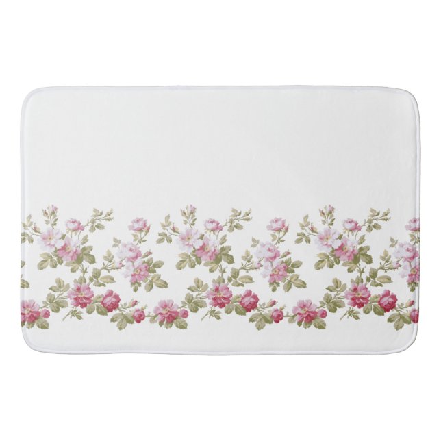 Elegant Vintage Rosa ros Gräns Badrumsmatta (Framsidan)