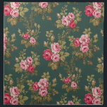 Elegant Vintage Rosa ros-Grönt - bakgrund Tygservett<br><div class="desc">Grymma sprejer av elegant romantiskt rosa ros och spola grönt på mörk grönt bakgrund. Mönster är sömlöst och kan storleksändras uppåt eller nedåt med hjälp av knapparna    och - i designen verktyg.</div>