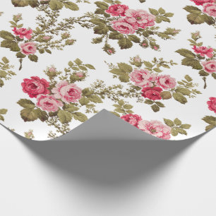 Elegant Vintage Rosa ros - vit bakgrund Presentpapper