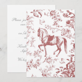 Elegant Vintage Rosa Rosewood Blommigt Horse Inbjudningar