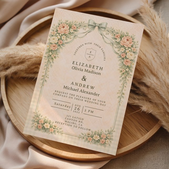 Elegant Vintage Rose Arch Wedding Inbjudningar (Skapare uppladdad)