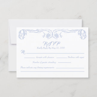 Elegant Vintage RSVP-kort – Grön Ros Filigran Inbjudningar