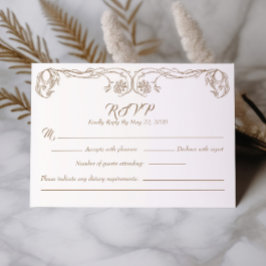 Elegant Vintage RSVP-kort – Grön Ros Filigran Inbjudningar