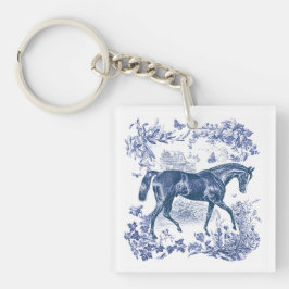 Elegant Vintage Rustic Blue Horse Land Toile