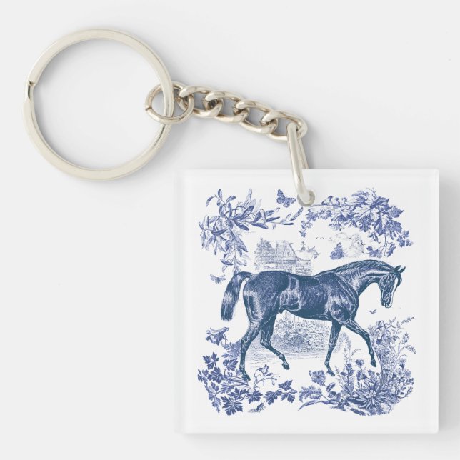 Elegant Vintage Rustic Blue Horse Land Toile (Framsidan)