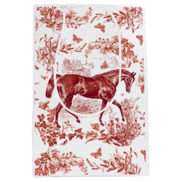 Elegant Vintage Rustic Red Horse Blommigt Toile