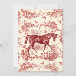 Elegant Vintage Rustic Red Horse Blommigt Toile Inbjudningar