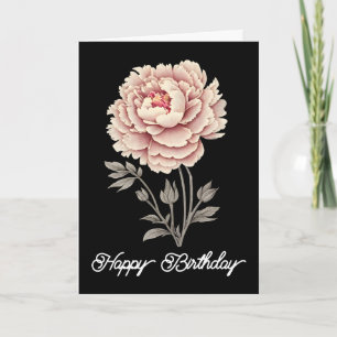 Elegant Vintage Rustic Rosa Peony Grattis på födel Kort