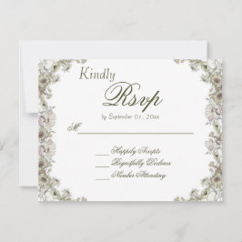 Elegant Vintage Rustik Blommig Bröllops-RSVP-kort Inbjudningar