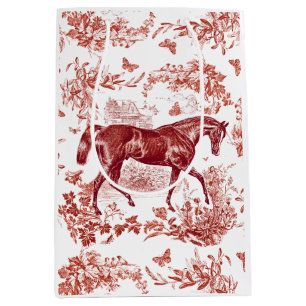 Elegant Vintage Rustik Röd Häst Blommig Toile