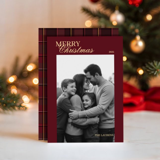 Elegant vintage-rutig julkort (Skapare uppladdad)