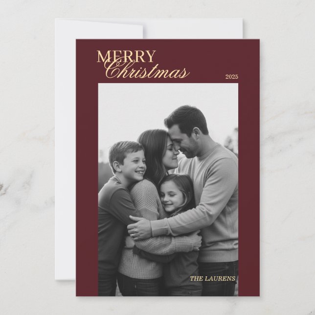 Elegant vintage-rutig julkort (Framsida)