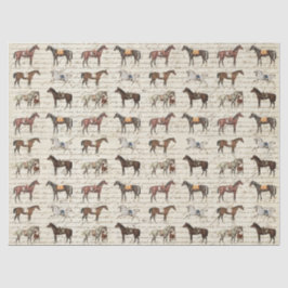 Elegant Vintage Saddled Horses Beige-skript