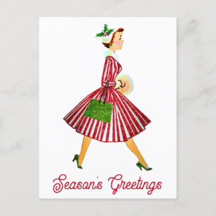 Elegant Vintage-Säsonhälsningar Vykort
