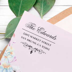 Elegant Vintage Script Familjenamn Returadress Självfärgande Stämpel