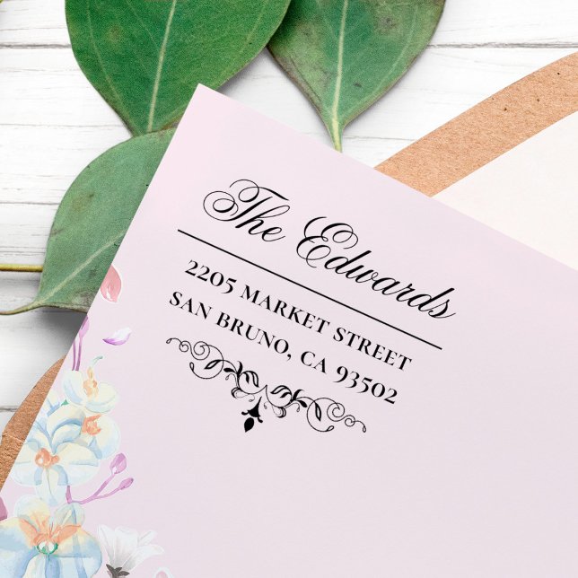 Elegant Vintage Script Familjenamn Returadress Självfärgande Stämpel (Skapare uppladdad)