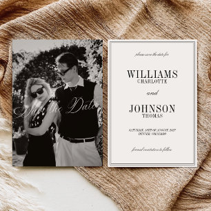 Elegant Vintage Script Gammaldags Pengar Bröllopsf Spara Datumet