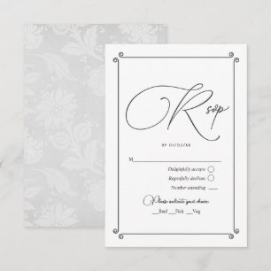 Elegant Vintage Script och Lace Bröllop OSA Kort