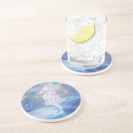 Elegant Vintage Seahorse Blue Ocean Vinkarare Underlägg