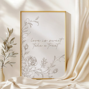Elegant Vintage Sepia Bröllop Kärlek är Sött Förmå Poster