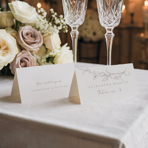 Elegant Vintage Sepia Bröllop Plats Kort för Gäste