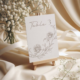 Elegant Vintage Sepia Bröllops Bordnummer Bordsnummer