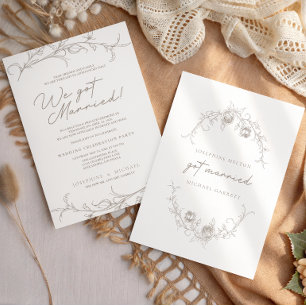 Elegant Vintage Sepia Bröllopsannonsering Meddelande