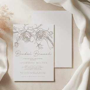 Elegant Vintage Sepia Bröllopsdusch Brunch Inbjudningar