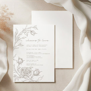 Elegant Vintage Sepia Bröllopsdusch Brunch Inbjudningar
