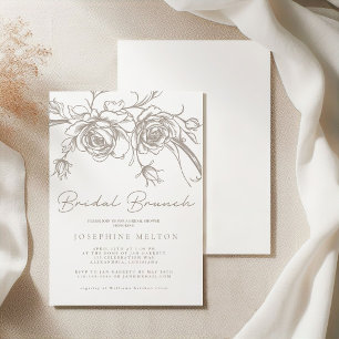 Elegant Vintage Sepia Bröllopsdusch Brunch Inbjudningar