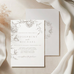 Elegant Vintage Sepia Bröllopsinbjudan Inbjudningar