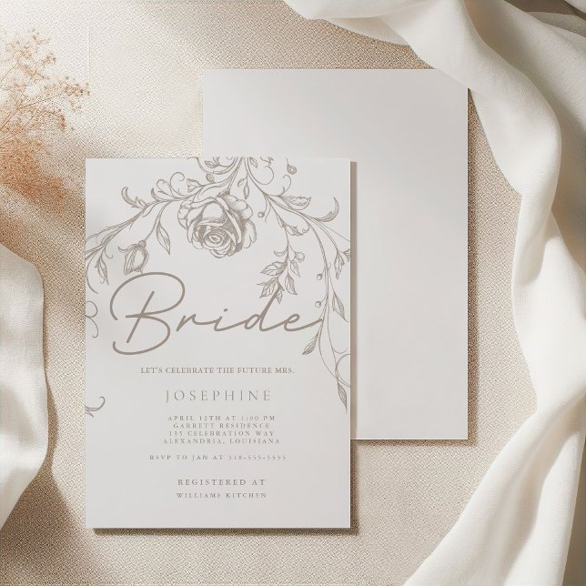 Elegant Vintage Sepia Bröllsdusch Inbjudningar (Skapare uppladdad)