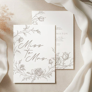 Elegant Vintage Sepia Fröken till Fru Bröllopsdusc Inbjudningar