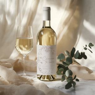 Elegant Vintage Sepia Julskål Vin Etikett