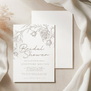 Elegant Vintage Sepia Ros Bröllopsdusch Inbjudningar