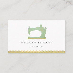 Elegant Vintage Sewing Maskin Logotyp Visitkort
