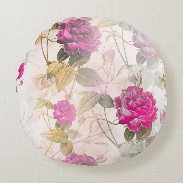 Elegant Vintage Shabby chic Lila Ro Rund Kudde (Framsidan)