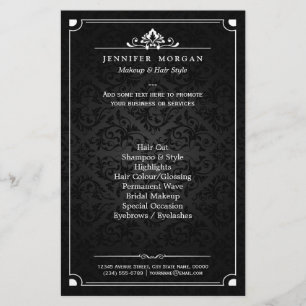 Elegant Vintage Shadow Damask Skönhetssalong Flygblad