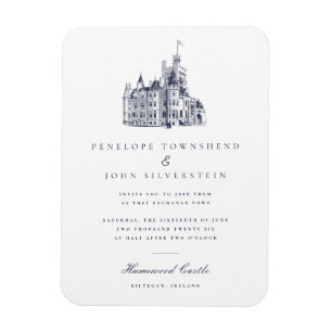 Elegant Vintage Slott Bröllopsinbjudan Magnet