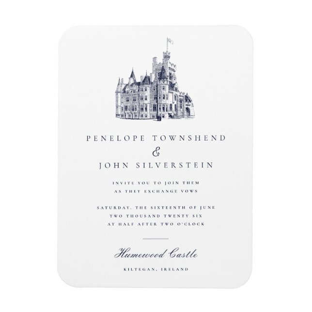 Elegant Vintage Slott Bröllopsinbjudan Magnet (Vertikal)