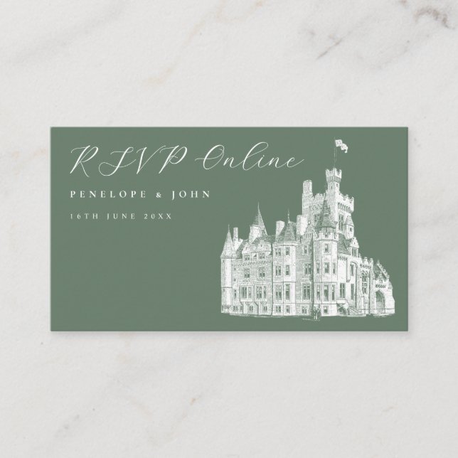 Elegant Vintage Slott RSVP Bröllopswebbplats Tilläggskort (Framsida)