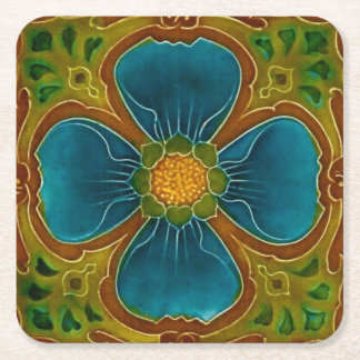 Elegant Vintage Snyggt Modern Nouveau Art Underlägg Papper Kvadrat