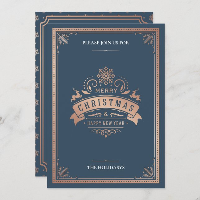 Elegant Vintage Stil jul Party Inbjudningar (Fram/baksida)